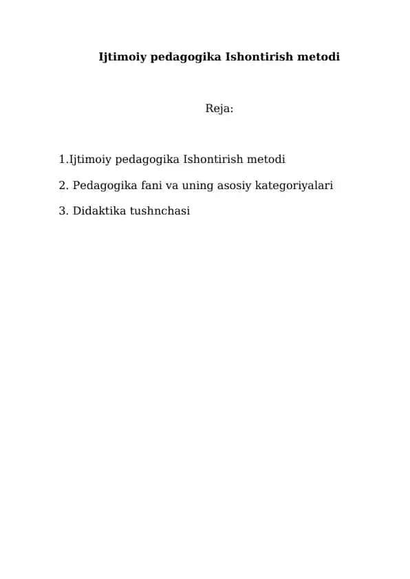 Ijtimoiy pedagogika Ishontirish metodi