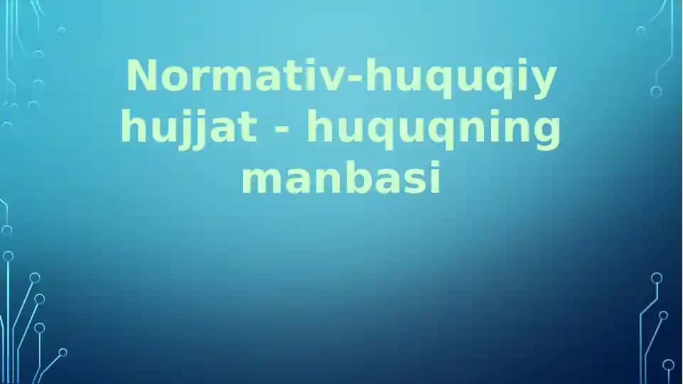 Normativ-huquqiy hujjat