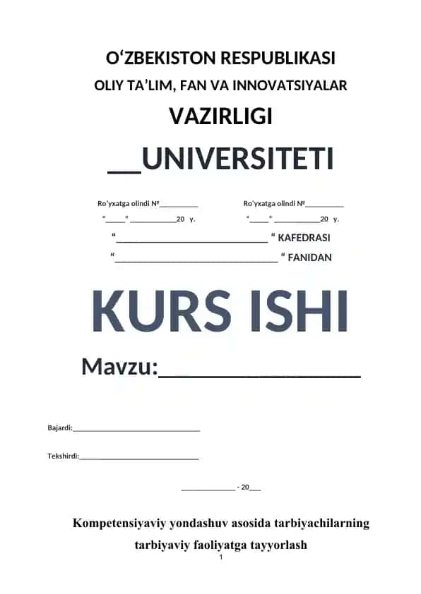 Doklad "Kompetensiyaviy yondashuv asosida tarbiyachilarning tarbiyaviy faoliyatga tayyorlash"