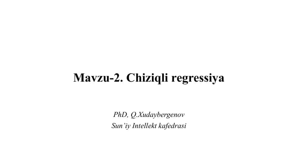 Chiziqli regressiya