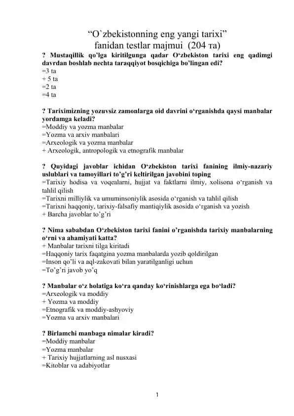 "O`zbekistonning eng yangi tarixi"