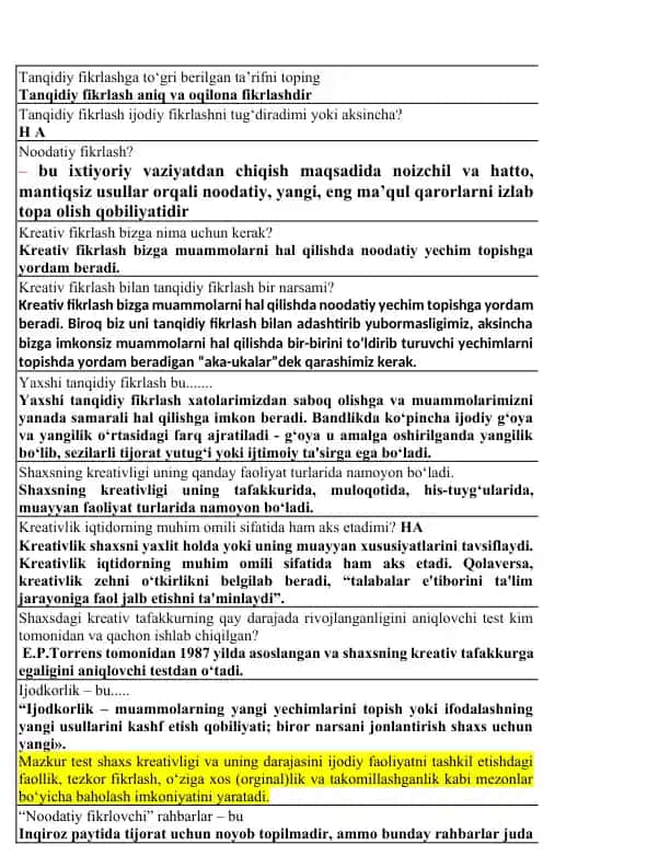 Tanqidiy va lateral fikrlash taqdimoti