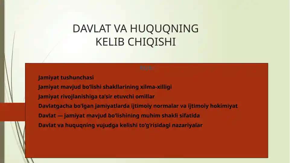 Davlat va huquqning kelib chiqishi