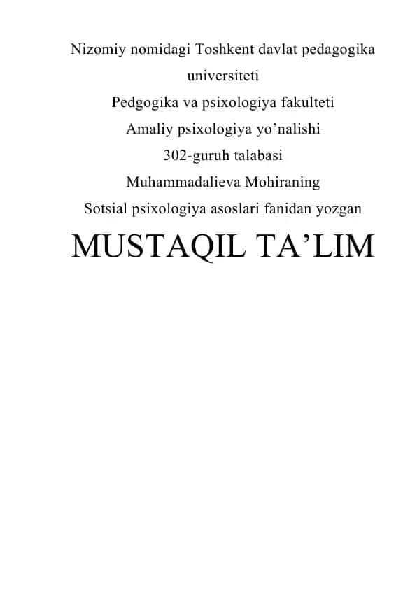 Sotsial psixologiyada guruhlar muammosi