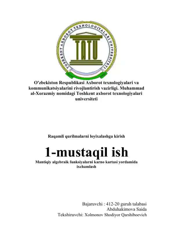 Raqamli qurilmalarni loyixalashga kirish
