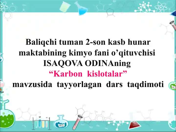 Karbon kislotalar dars taqdimoti
