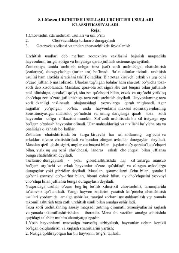 Urchitish usullari