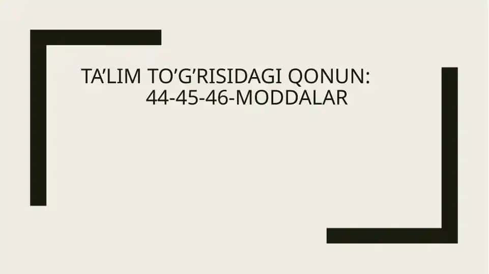 Ta'lim To'g'risidagi Qonun