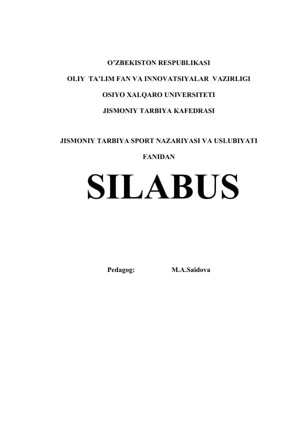 Jismoniy tarbiya, sport nazariyasi va uslubiyati fanidan 1-modul ma’ruzalar to‘plami