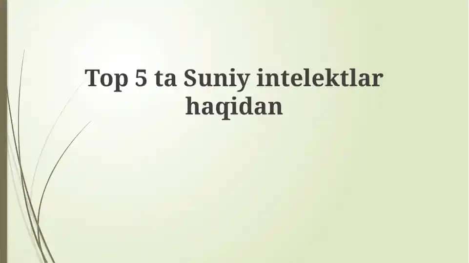 Sun'iy intellekt bilan tanishing