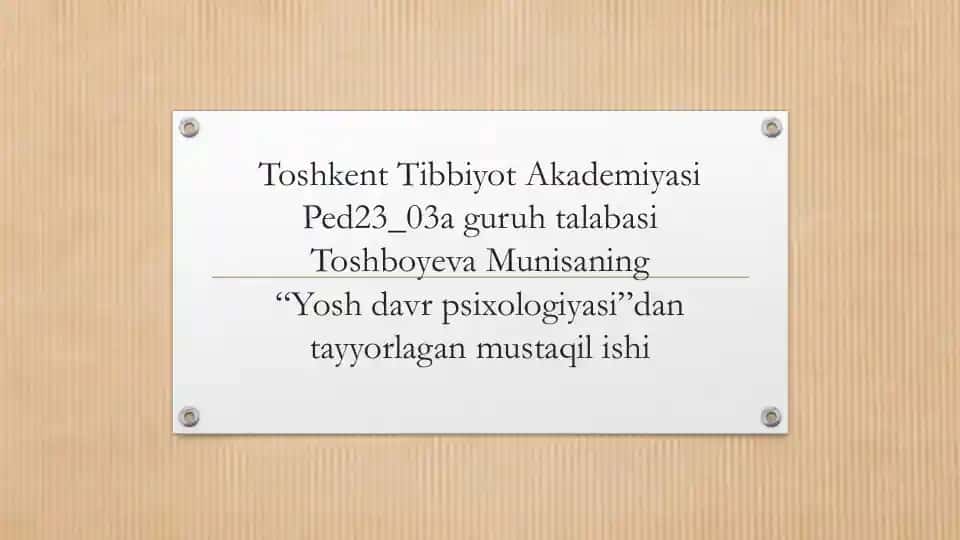 Yosh davr psixologiyasi