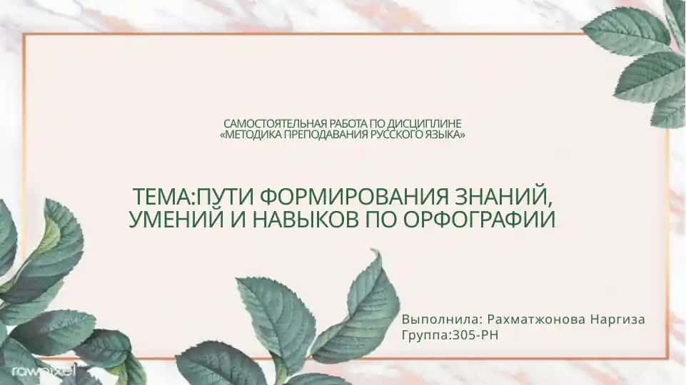 Методика преподавания русского языка
