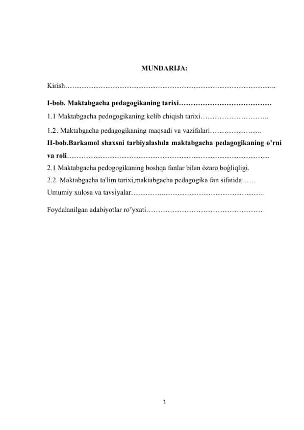 Maktabgacha pedagogikaning tarixi