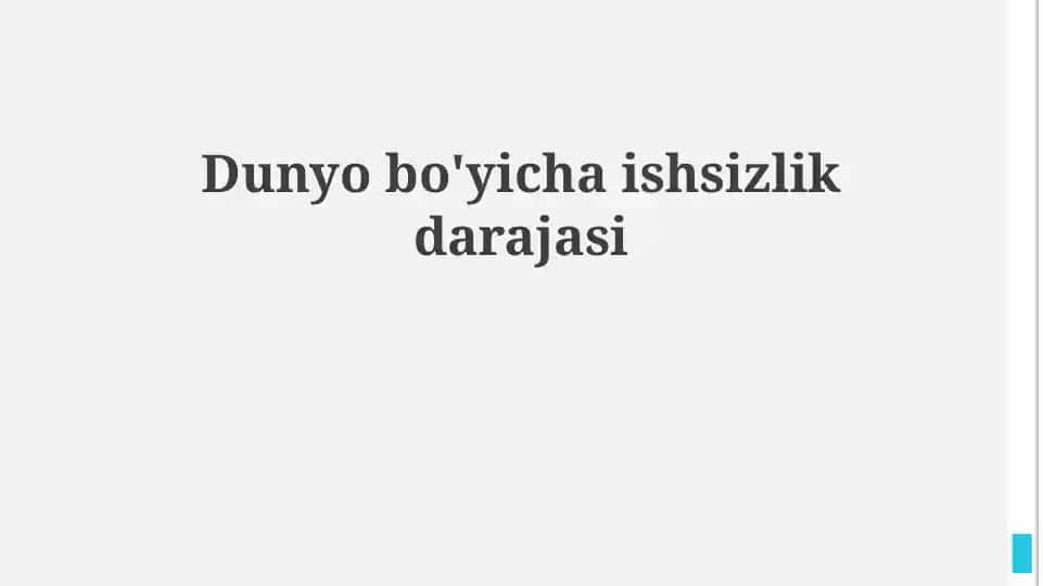 Dunyo bo'yicha ishsizlik darajasi