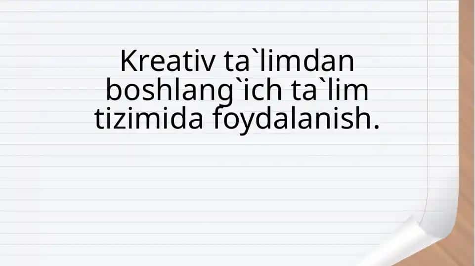 Kreativlik va Ta'lim