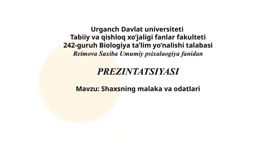 Shaxsning kommunikativ malakalari prezintatsiyasi