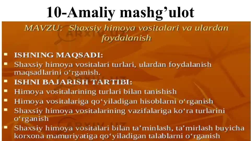 Shaxsiy himoya vositalarining turlari