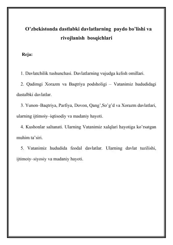 Davlatlarning paydo bo’lishi va rivojlanish bosqichlari