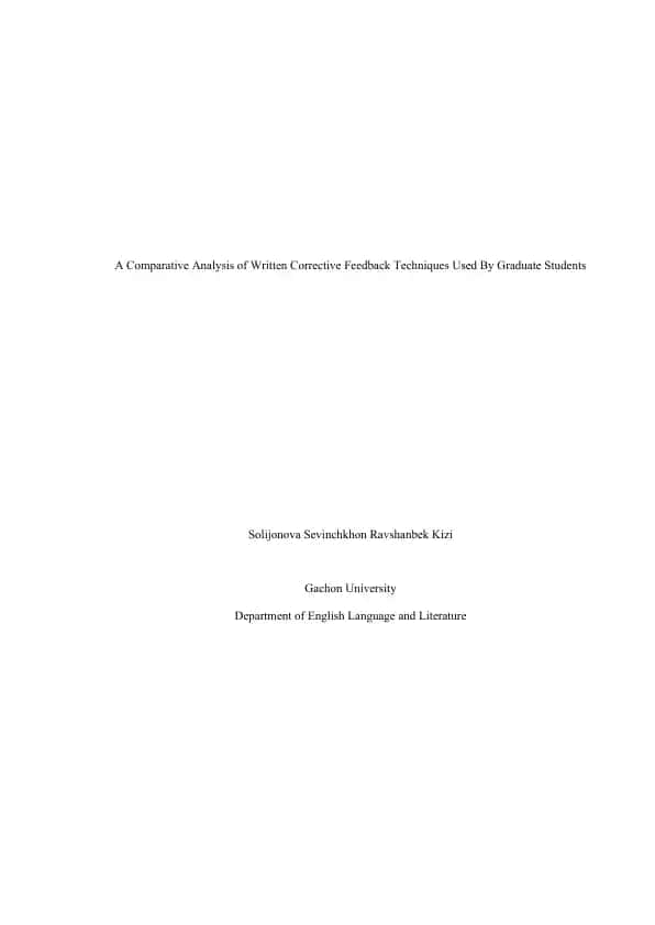 A Comparative Analysis of Written Corrective Feedback Techniques Used By Graduate Students