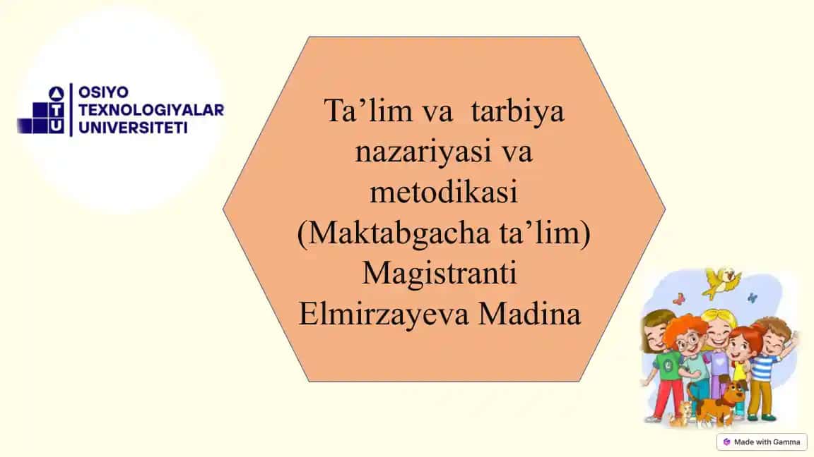 Ta’lim vatarbiyanazariyasi va metodikasi (Maktabgachata’lim)