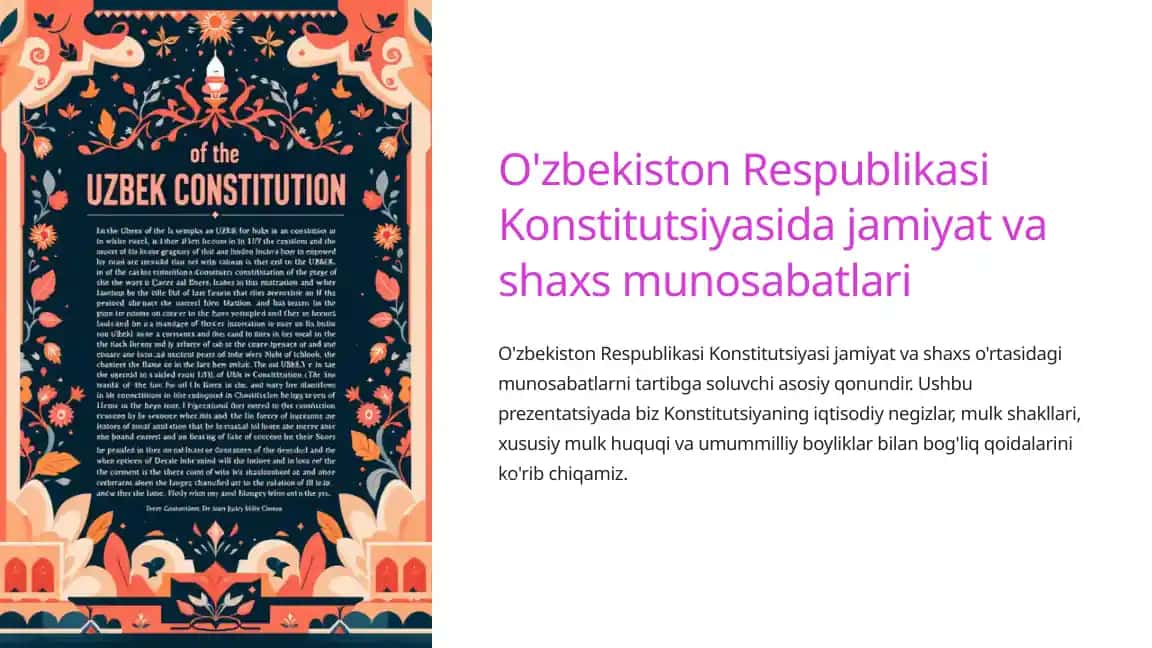 O'zbekiston Respublikasi Konstitutsiyasi ma'lumoti