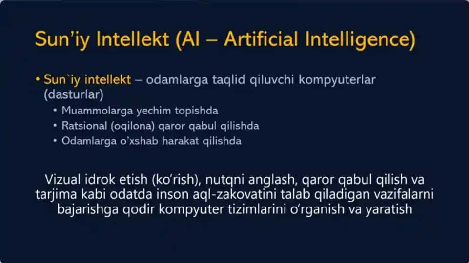 Sun’iy Intellekt (Al — Artificial Intelligence)