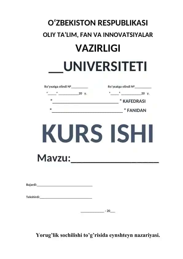 Yorug’lik sochilishi to’g’risida eynshteyn nazariyasi