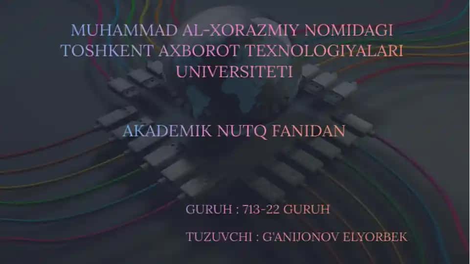 MUHAMMAD AL-XORAZMIY NOMIDAGI TOSHKENT AXBOROT TEXNOLOGIYALARI UNIVERSITETI