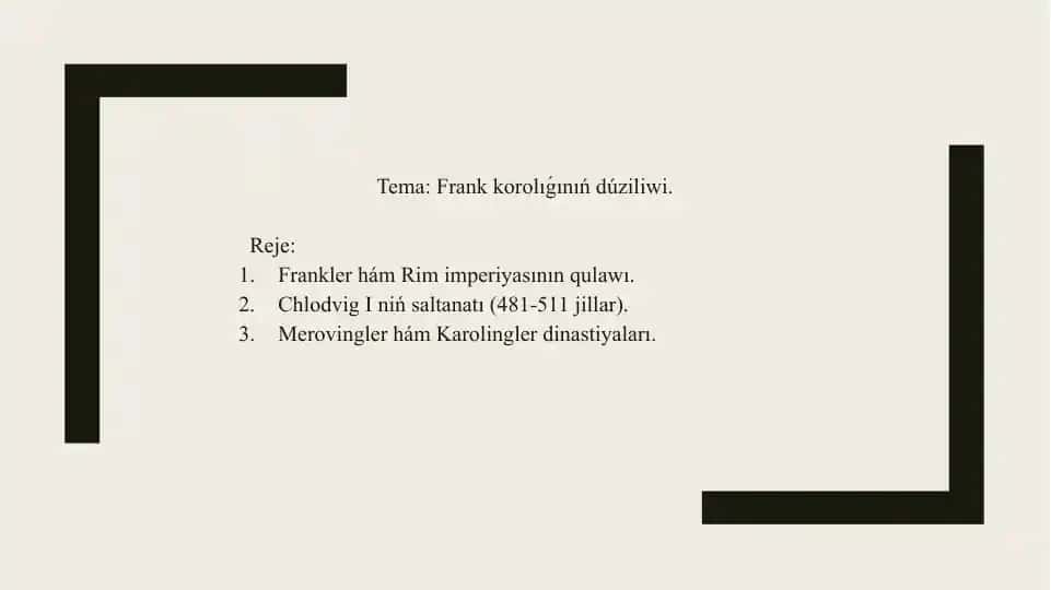 Frankkorolıǵınıńdúziliwi