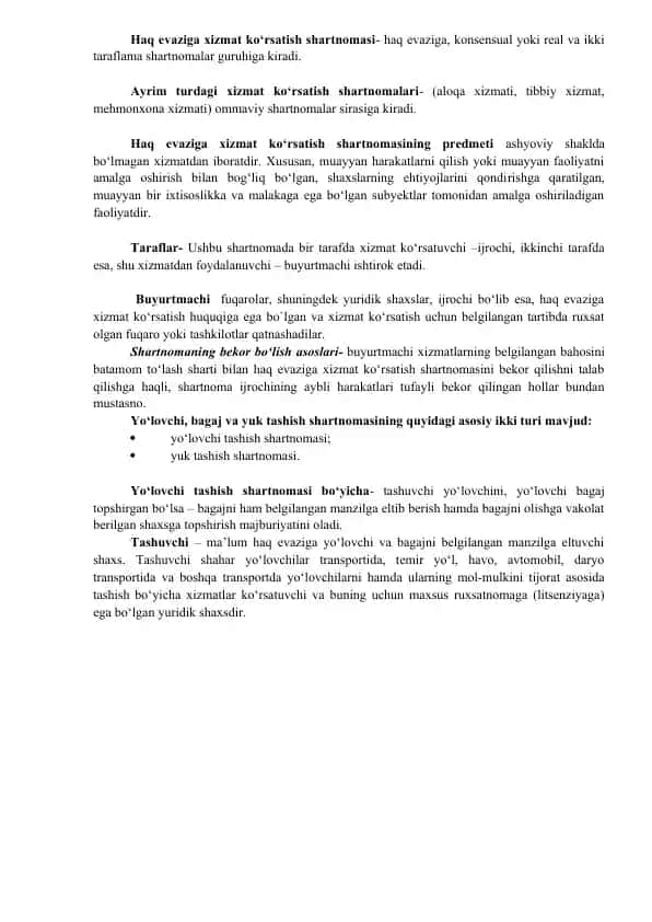 Xizmat ko‘rsatish shartnomasi