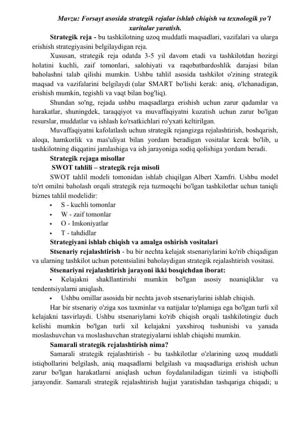 SWOT tahlil modeli