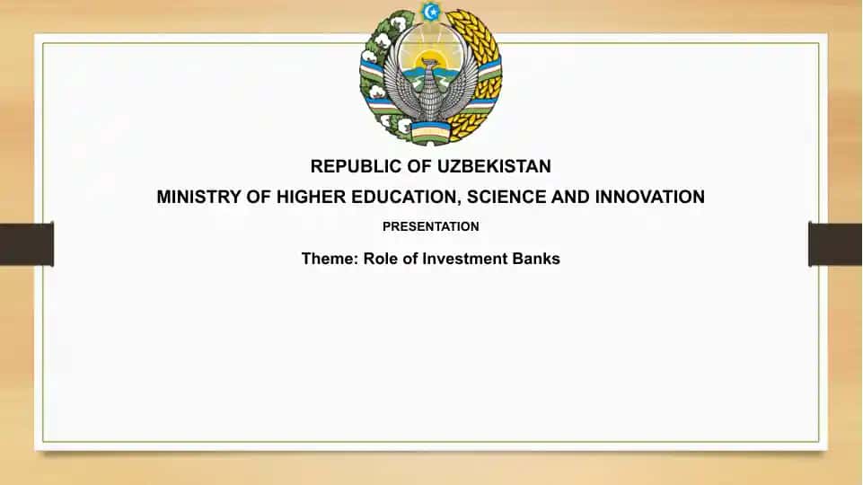 Presentation on the Role of Investment Banks