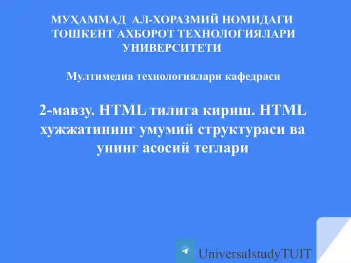 HTML tiliga kirish