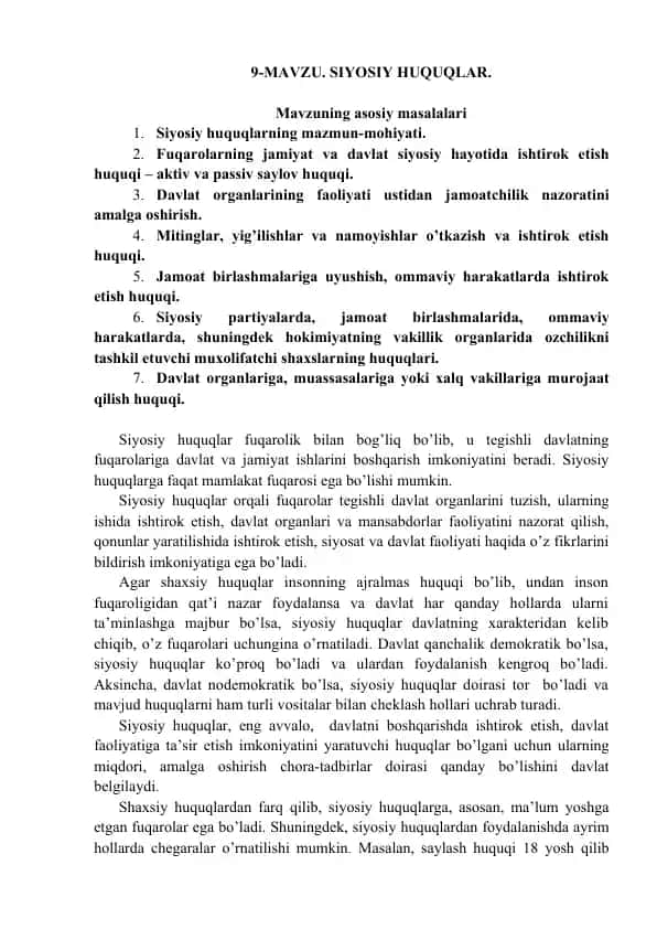 Siyosiy Huquqlar