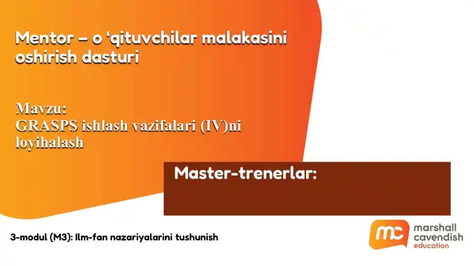 GRASPS ishlash vazifalari (IV)ni loyihalash