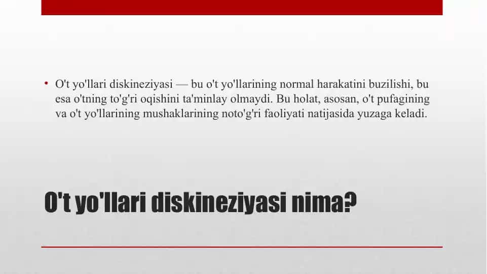 O't yo'llari diskineziyasi