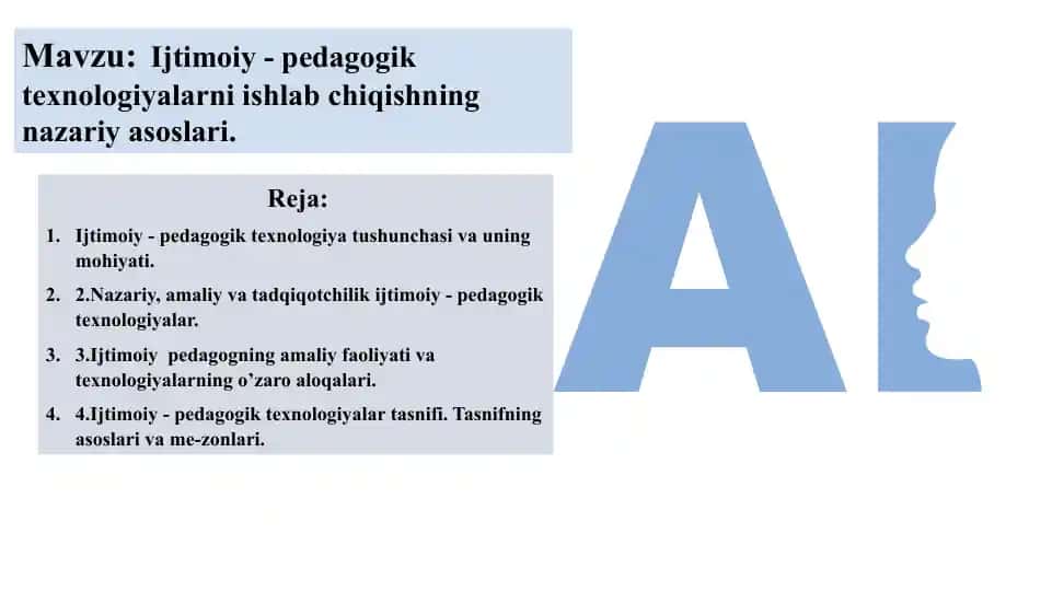 Ijtimoiy-pedagogik texnologiyalarni ishlab chiqishning nazariy asoslari