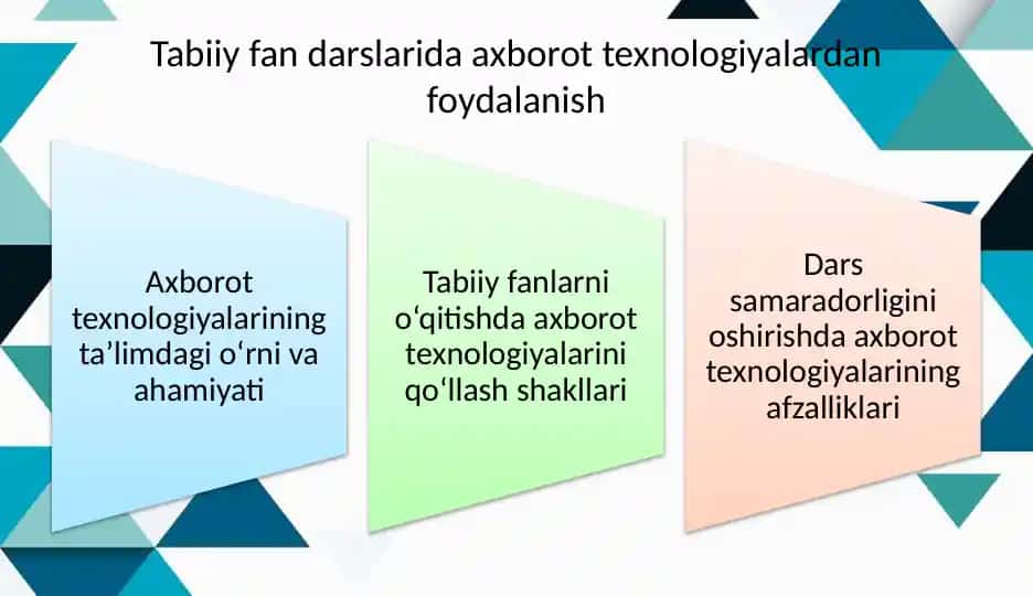 Tabiiy fan darslarida axborot texnologiyalardan foydalanish