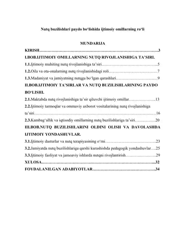 Nutq buzilishlari va ularni oldini olish