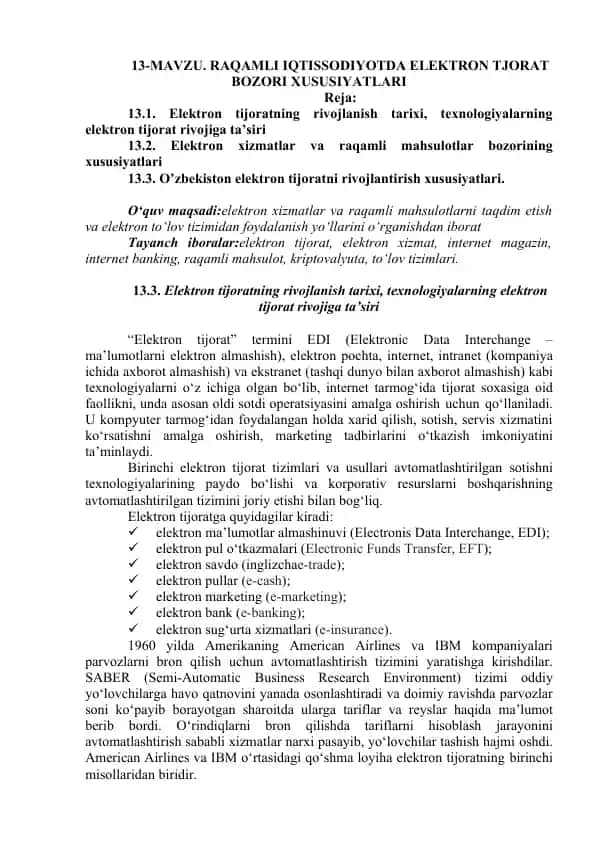 Elektron tijoratning rivojlanish tarixi va texnologiyalarning tijoratga ta'siri