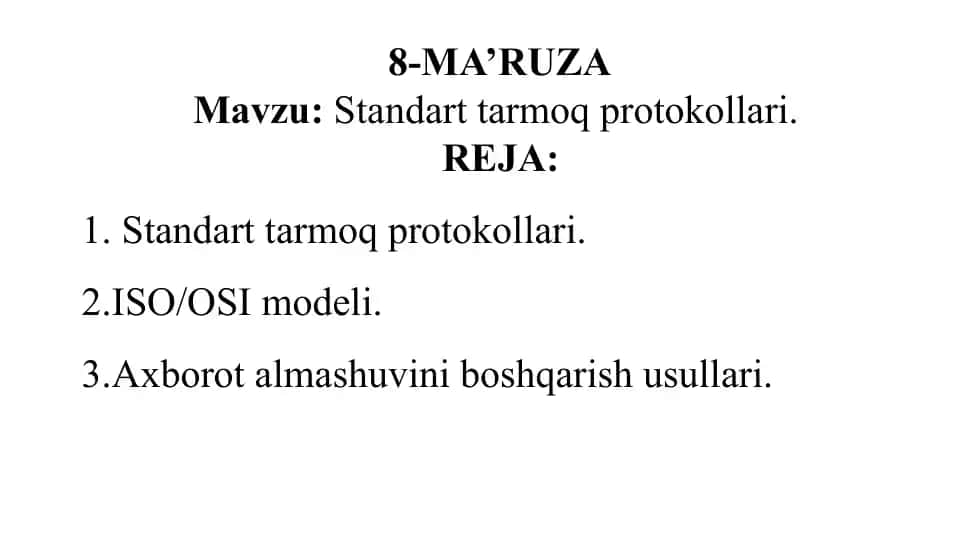 Standart tarmoq protokollari