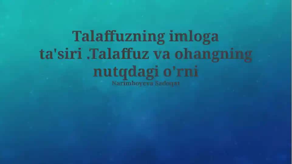 Talaffuzning imloga ta'siri