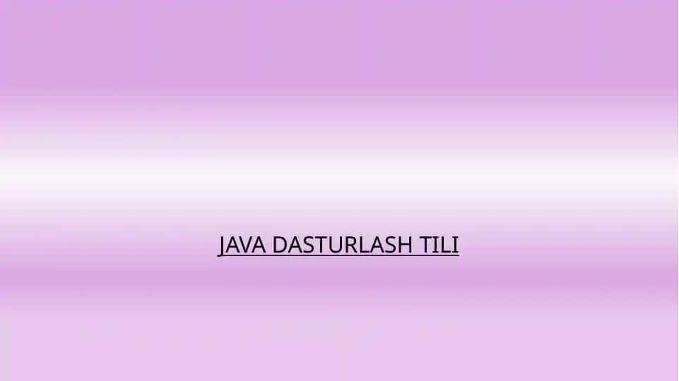 Java dasturlash tili