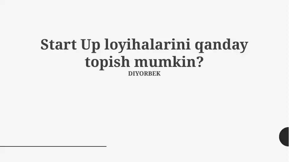 Startap loyihalarini topish