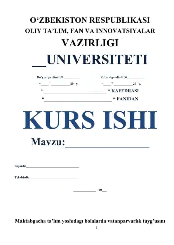 Maktabgacha ta’lim yoshidagi bolalarda vatanparvarlik tuyg’usini shakllantirish