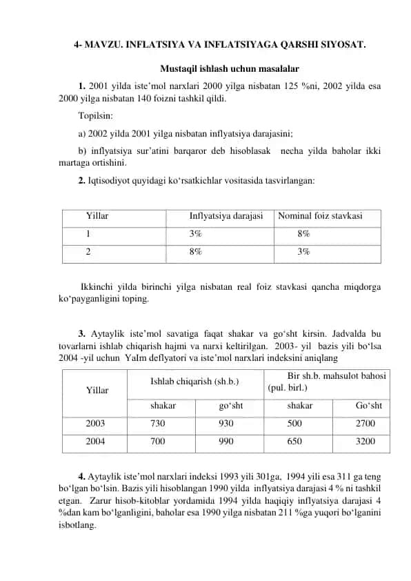 Inflatsiya va inflatsiyaga qarshi siyosat