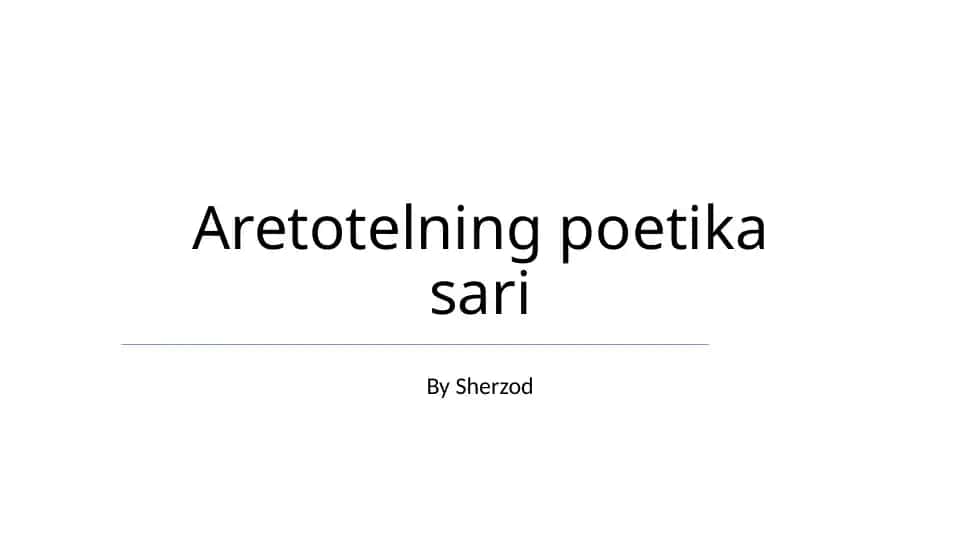 Aretotelning poetika sari