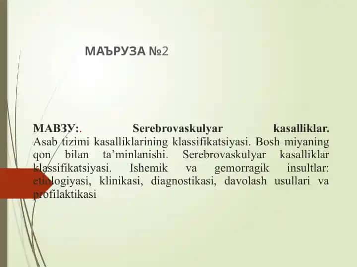 Serebrovaskulyar kasalliklar