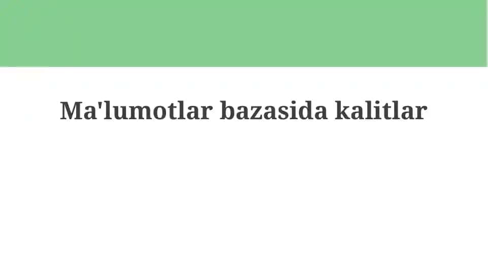 Ma'lumotlarbazasidakalitlar
