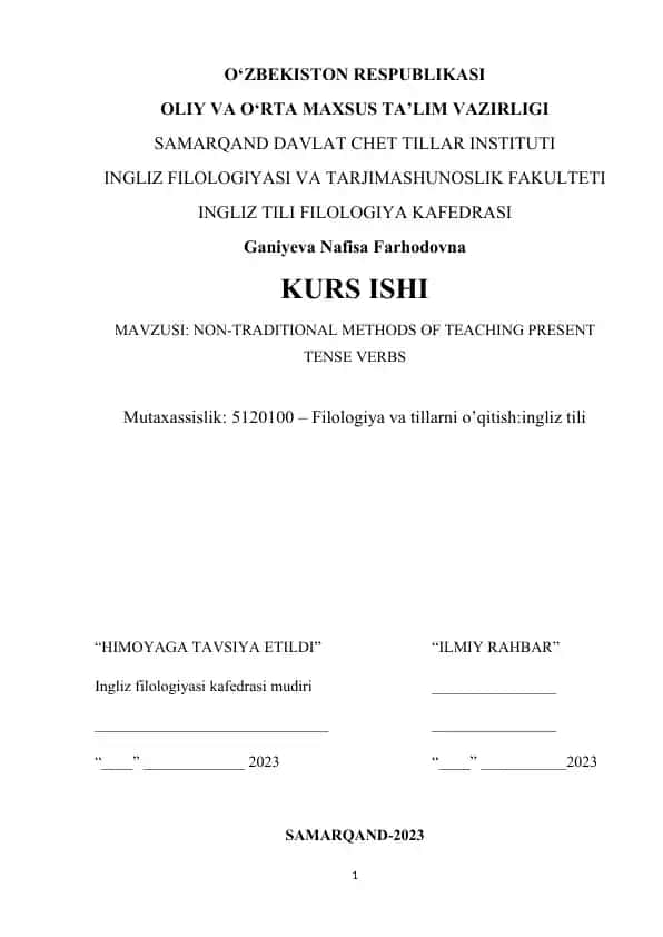 Non-traditional methods of teaching present tense verbs